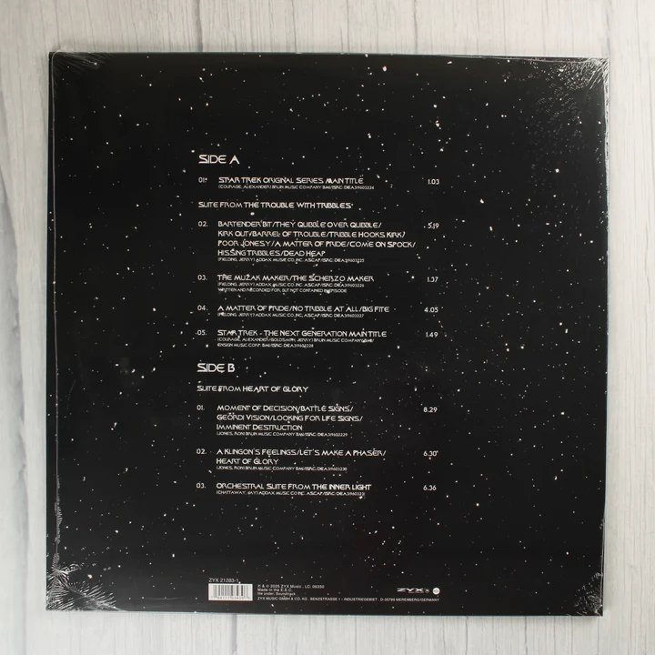 Star Trek 30th Anniversary Vol.1 bakelit lemez hátoldala a számlistával