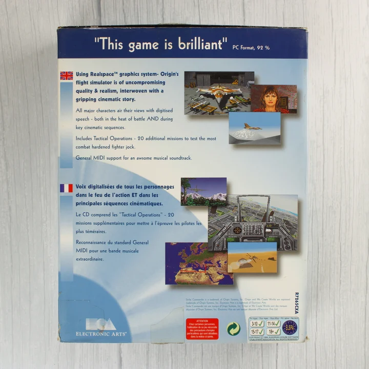 Strike Commander Classics PC játék dobozának hátoldala