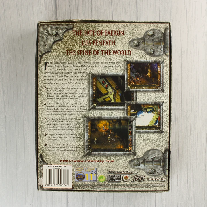 Icewind Dale doboz hátoldala