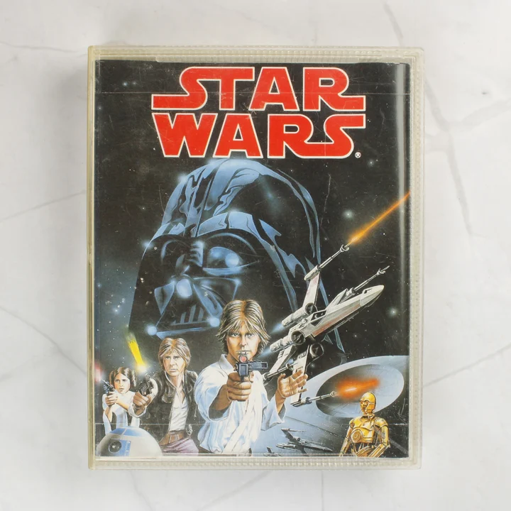 Star Wars videójáték Commodore 64 kazetta előlapja a tokban