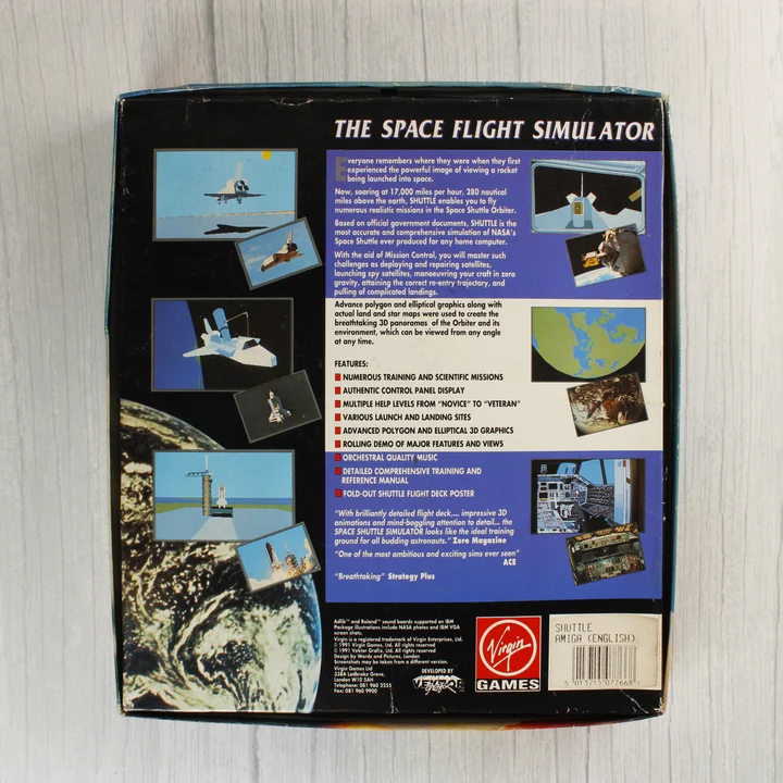 Shuttle doboz hátoldal A játék dobozának hátoldala leírással és képernyőképekkel