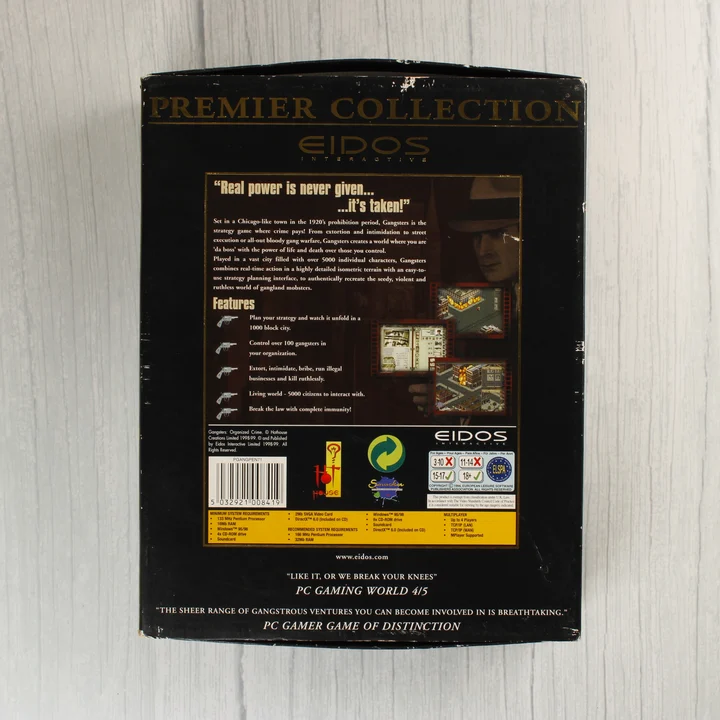 Gangsters: Organized Crime Premier Collection PC játék dobozának hátulja
