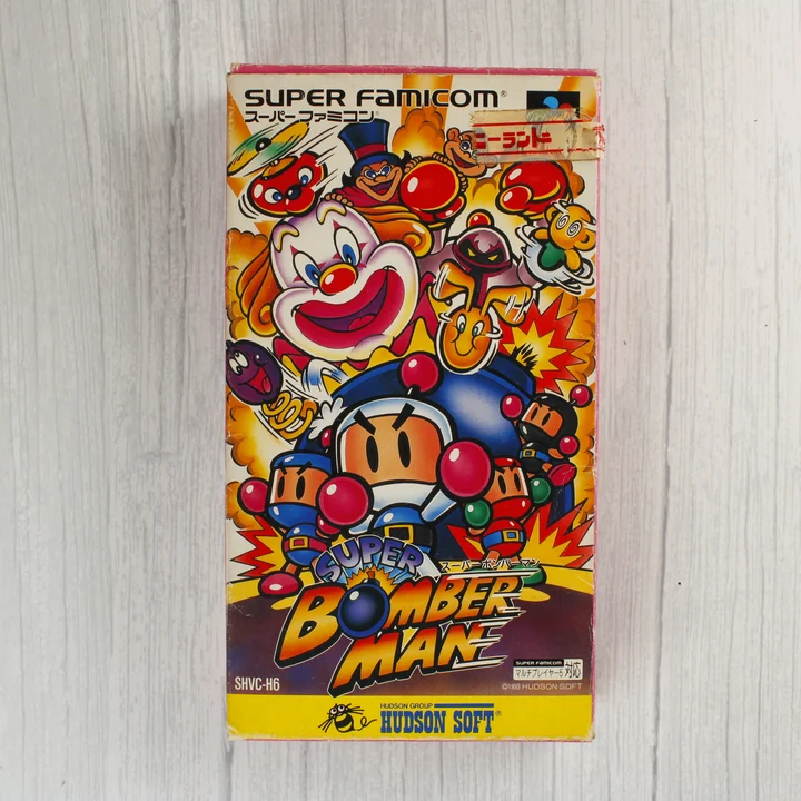 Super Bomberman Super Famicom doboz Super Bomberman Super Famicom doboz elölnézete