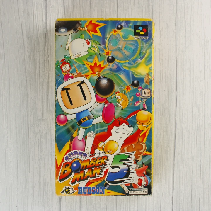 Super Bomber Man 5 Super Famicom játék dobozának előlapja