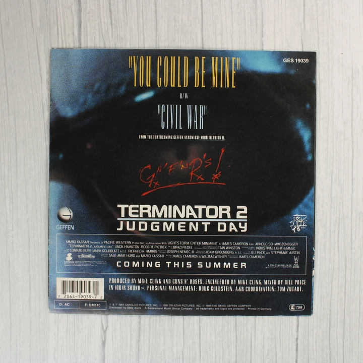 Guns N' Roses - You Could Be Mine hátlap Guns N' Roses You Could Be Mine kislemez hátsó borítója