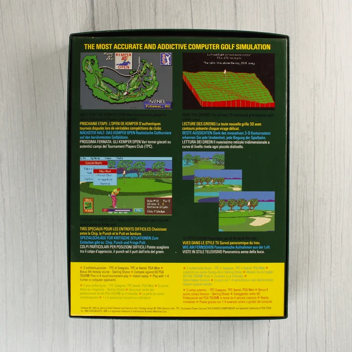 PGA Tour Golf videójáték dobozának hátoldala