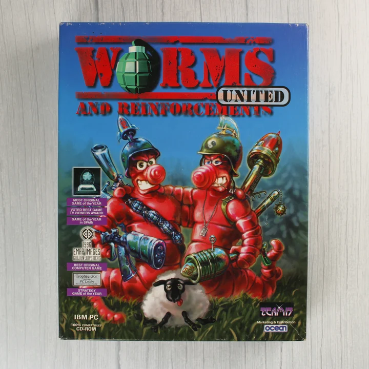 Worms United and Reinforcements PC játék dobozának eleje