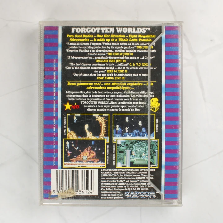 Forgotten Worlds Commodore 64 játék tok hátoldala