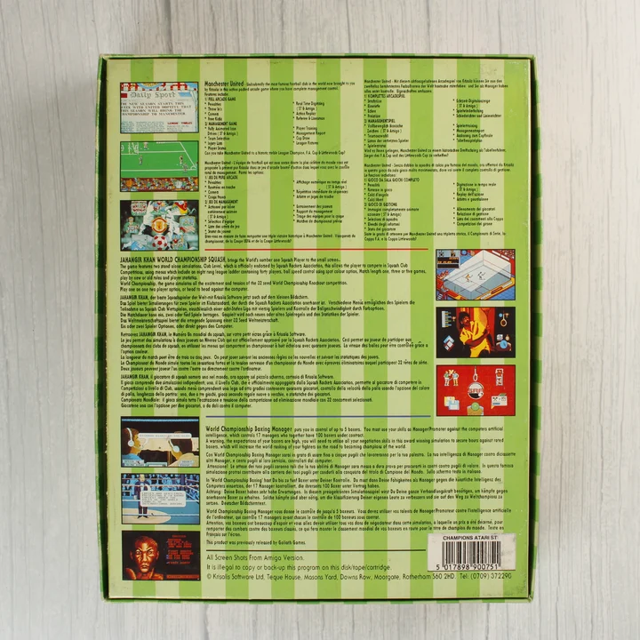 Champions videójáték-válogatás dobozának hátoldala