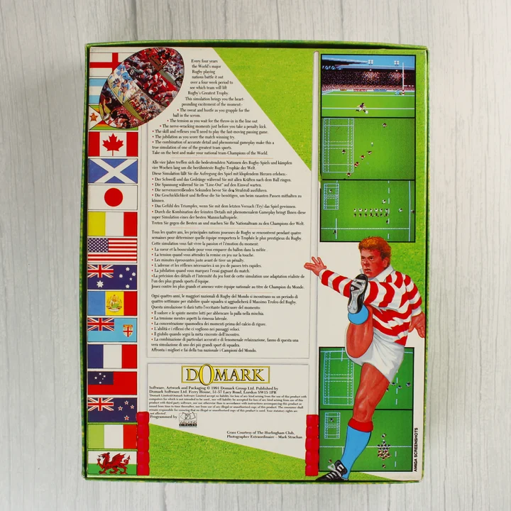 Rugby: The World Cup Amiga játék dobozának hátoldala