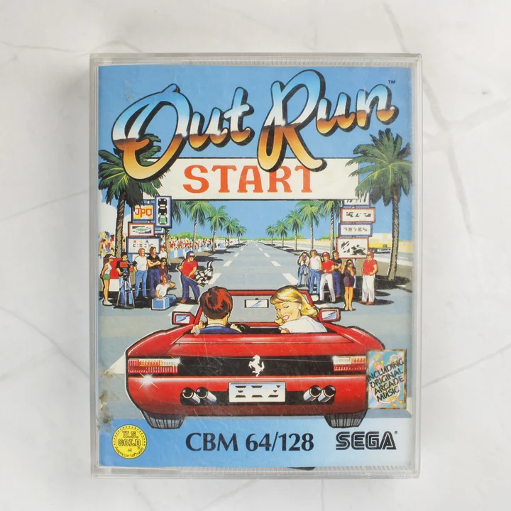 Out Run videójáték Commodore 64 kazetta előlapja