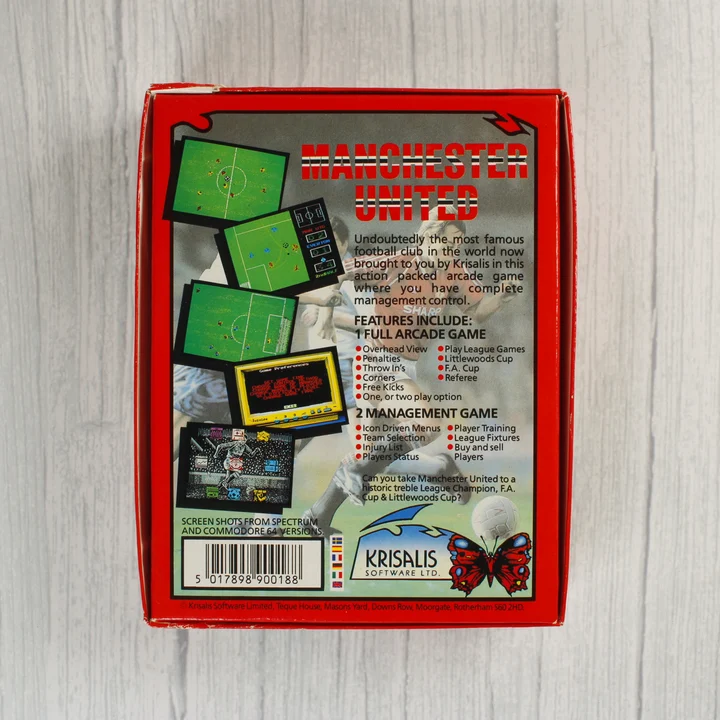 Manchester United C64 videójáték dobozának hátoldala