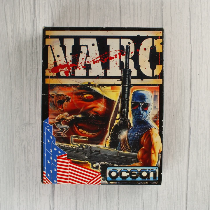 A NARC videójáték színes illusztrációval ellátott kartondoboza elölről.