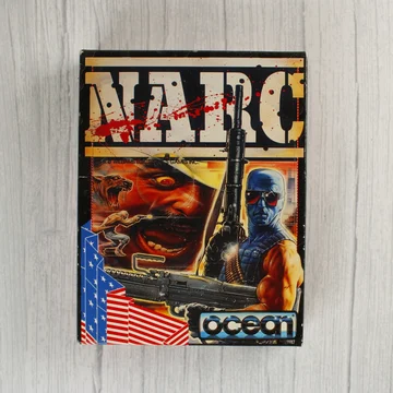 A NARC videójáték színes illusztrációval ellátott kartondoboza elölről.