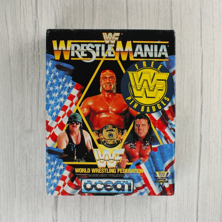 WWF WrestleMania Commodore 64 játék dobozának előlapja