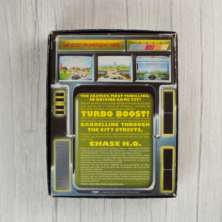 Chase H.Q. Commodore 64 játék dobozának hátoldala