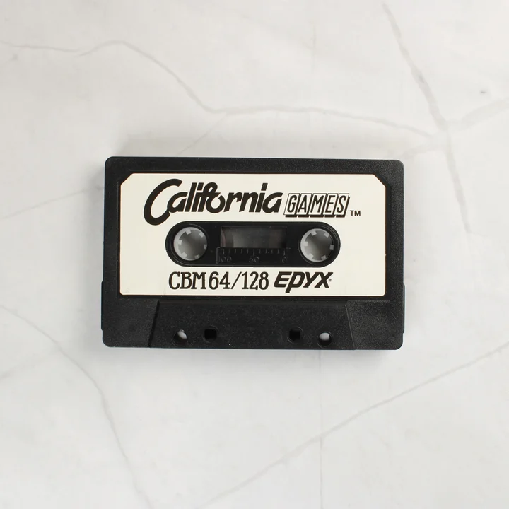 California Games C64 kazetta California Games fekete adatkazetta Commodore 64-hez