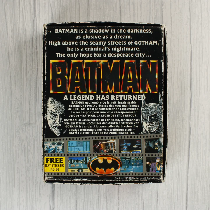 Batman: The Movie Commodore 64 játék dobozának hátoldala