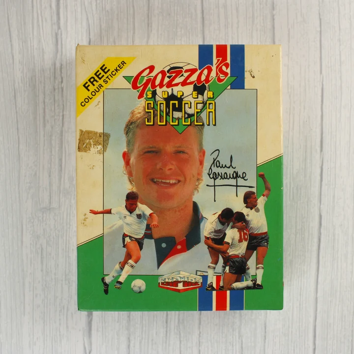 Gazza's Super Soccer C64 doboz Gazza's Super Soccer Commodore 64 játék dobozának eleje