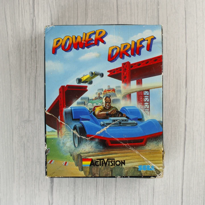 Power Drift C64 doboz elölnézet Power Drift Commodore 64 videójáték dobozának előlapja