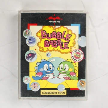Bubble Bobble Commodore 64 videójáték kazetta tokban elölnézetből