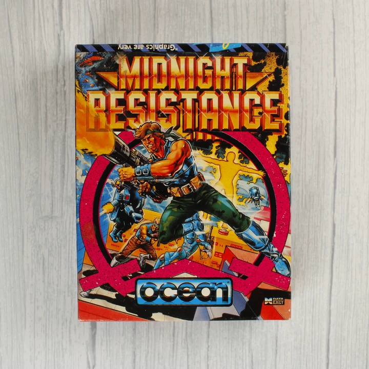 Midnight Resistance doboz eleje Midnight Resistance Commodore 64 játék dobozának eleje