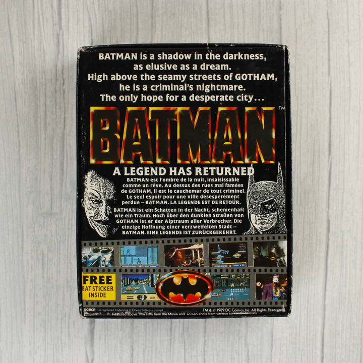 Batman The Movie doboz hátoldala Batman The Movie videójáték dobozának hátoldala leírással