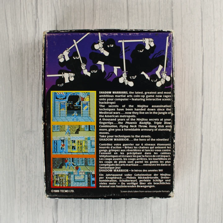 Shadow Warriors videójáték dobozának hátoldala