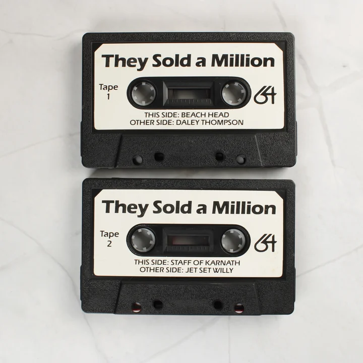 Két darab Commodore 64 kazetta a They Sold a Million válogatásból