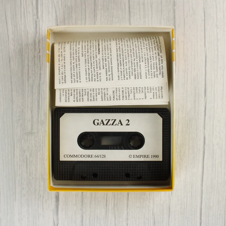 Gazza II Commodore 64 kazetta és használati útmutató a dobozban