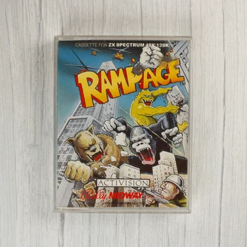 Rampage ZX Spectrum videójáték kazetta elölnézete a tokban