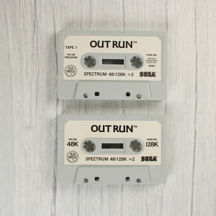 Out Run ZX Spectrum kazetták Két szürke Out Run programkazetta ZX Spectrumhoz
