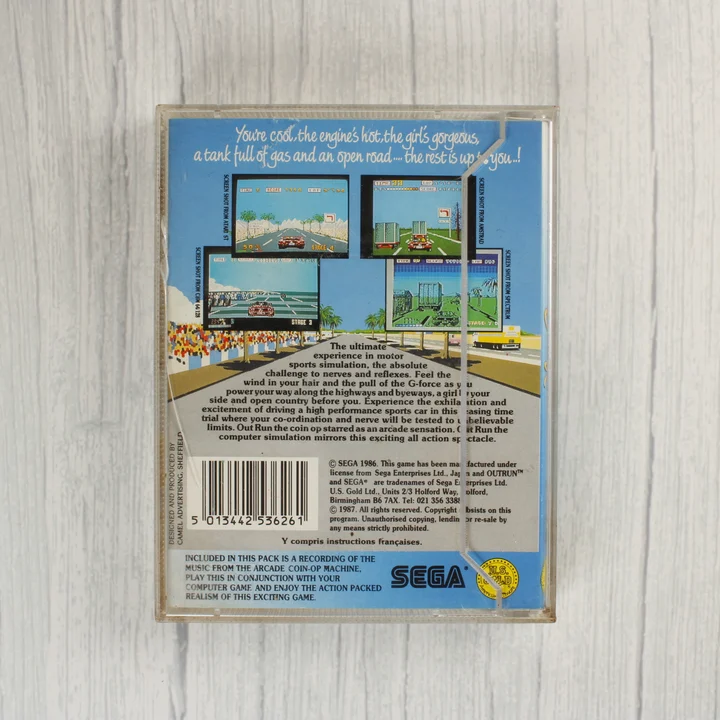 Out Run ZX Spectrum hátlap Az Out Run videójáték hátlapja leírással és képernyőképekkel