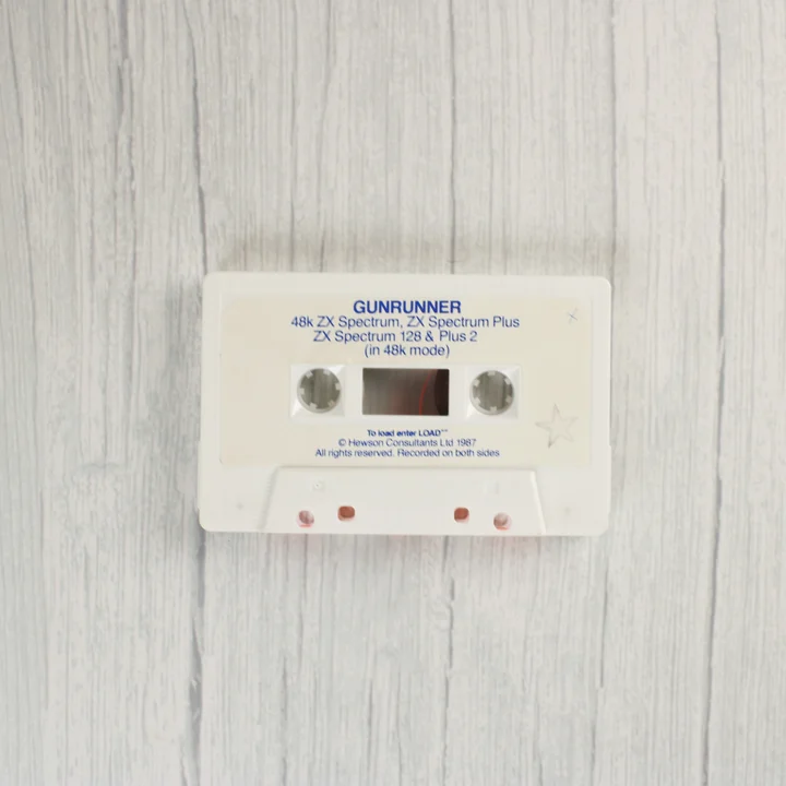 Gunrunner ZX Spectrum fehér kazetta