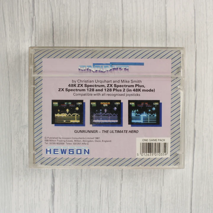 Gunrunner ZX Spectrum videójáték tokja hátulról