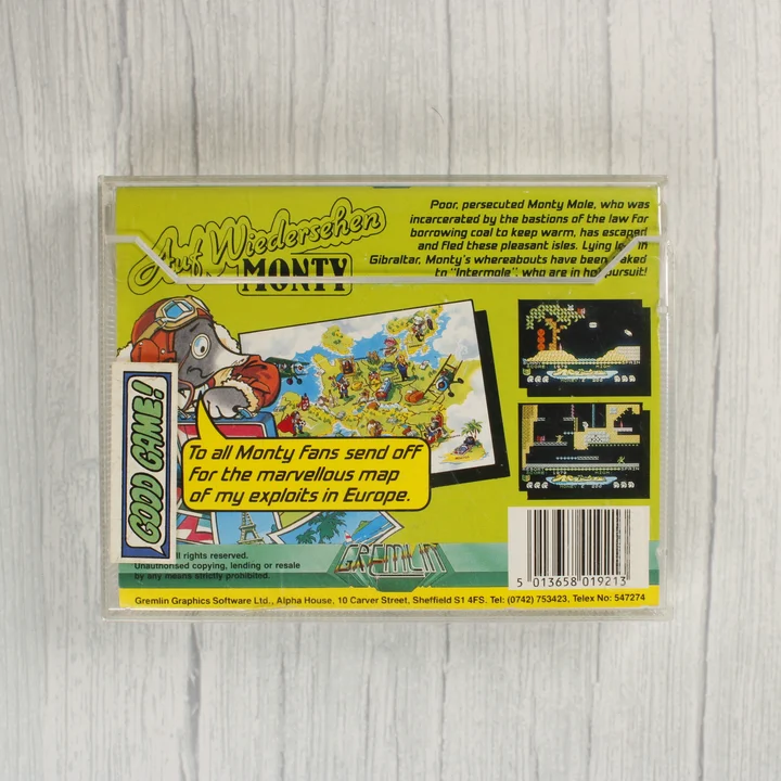 Auf Wiedersehen Monty ZX Spectrum játék hátoldala