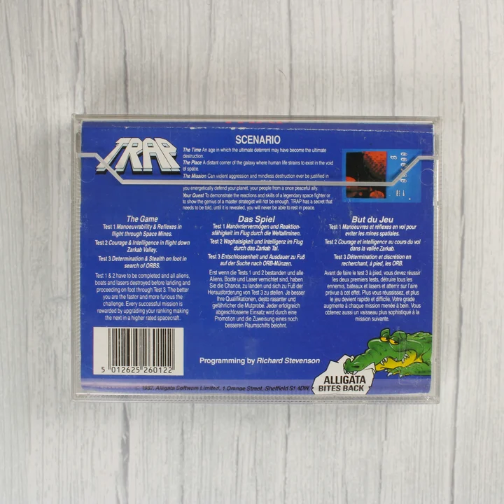 Trap videójáték hátoldali borítója leírással