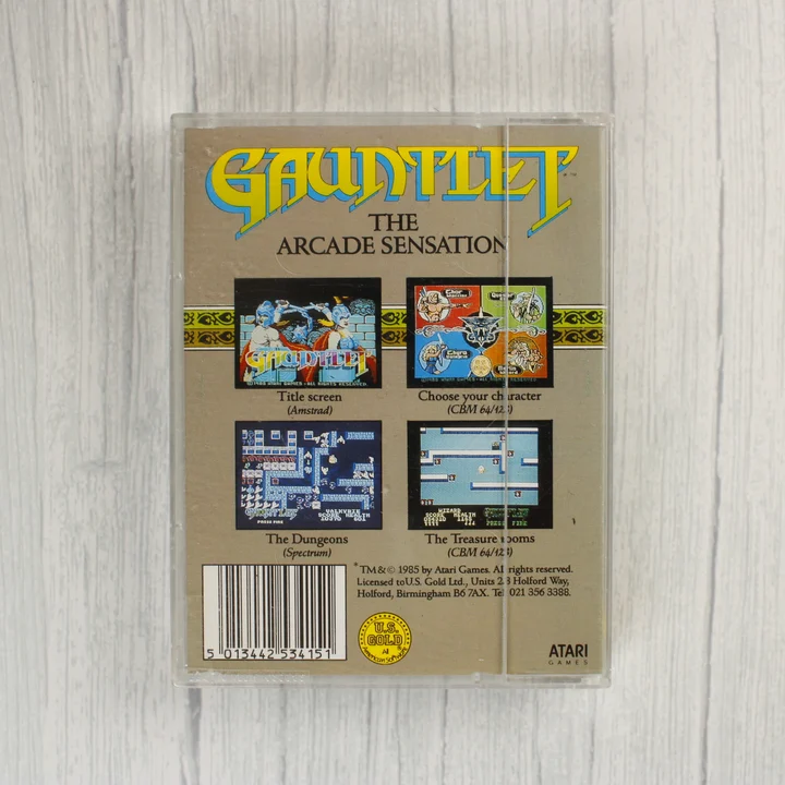 Gauntlet ZX Spectrum hátlap Gauntlet videójáték hátoldali borítója vonalkóddal