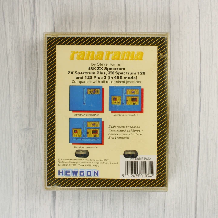Ranarama ZX Spectrum játék kazetta tokban hátulnézetből