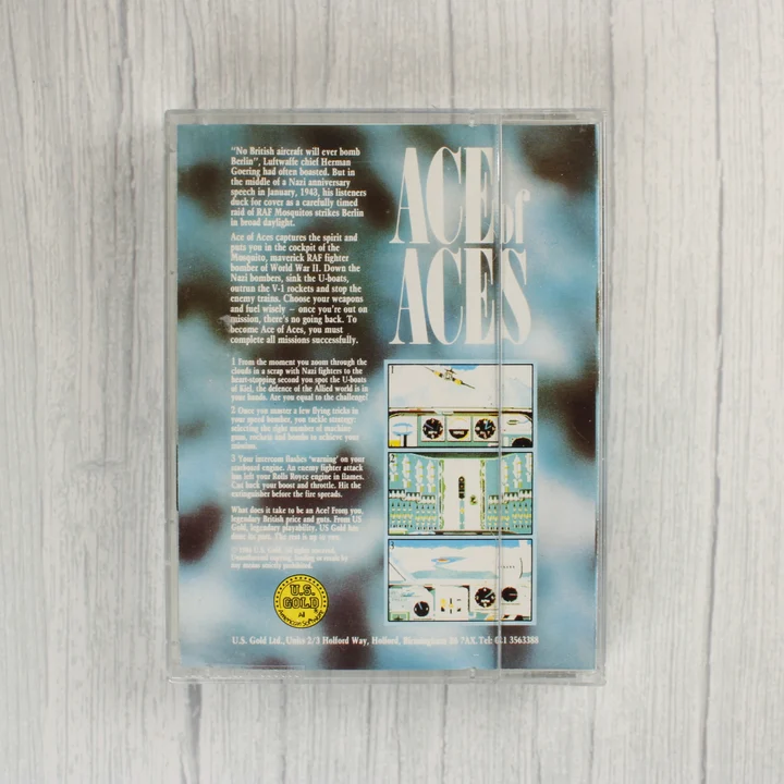 Ace of Aces ZX Spectrum játék kazetta tokban hátulnézetből