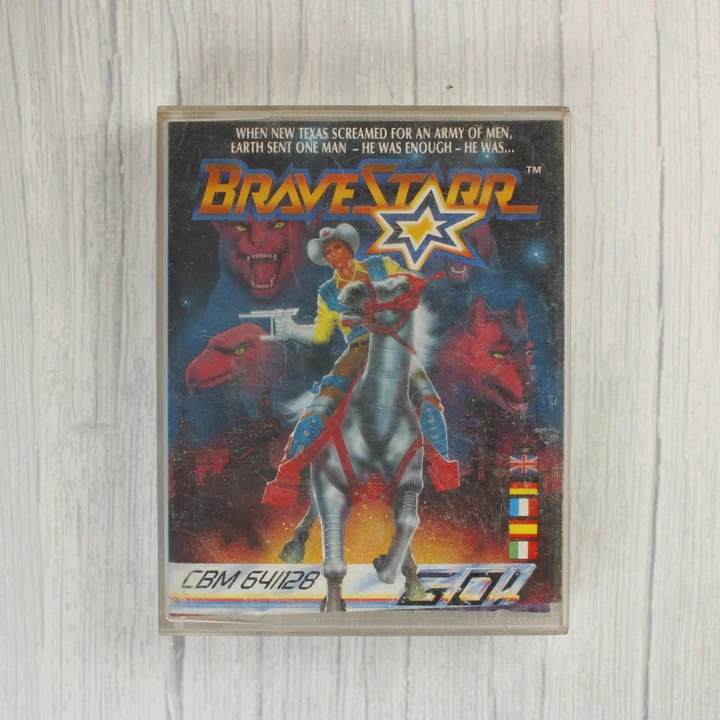 BraveStarr videójáték kazetta tokban elölnézetből