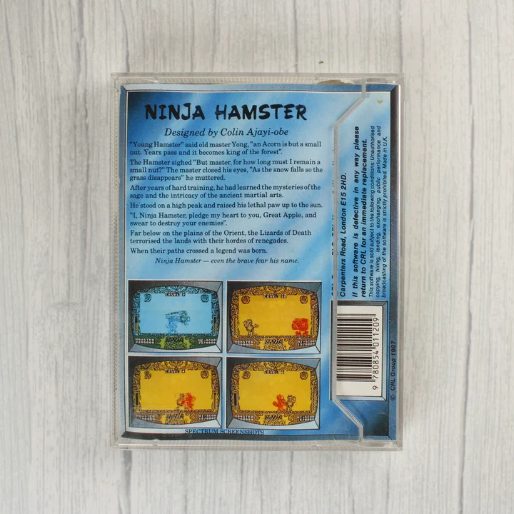 Ninja Hamster ZX Spectrum játék hátoldala