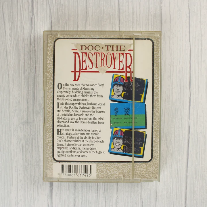 Doc the Destroyer ZX Spectrum játék kazetta tokban hátulról