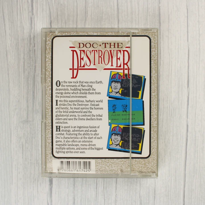 Doc the Destroyer ZX Spectrum játék tok hátoldala leírással