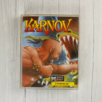 Karnov ZX Spectrum játék kazetta tokban elölnézetből