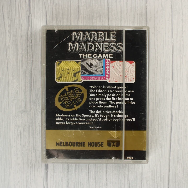 Marble Madness ZX Spectrum játék tok hátoldala