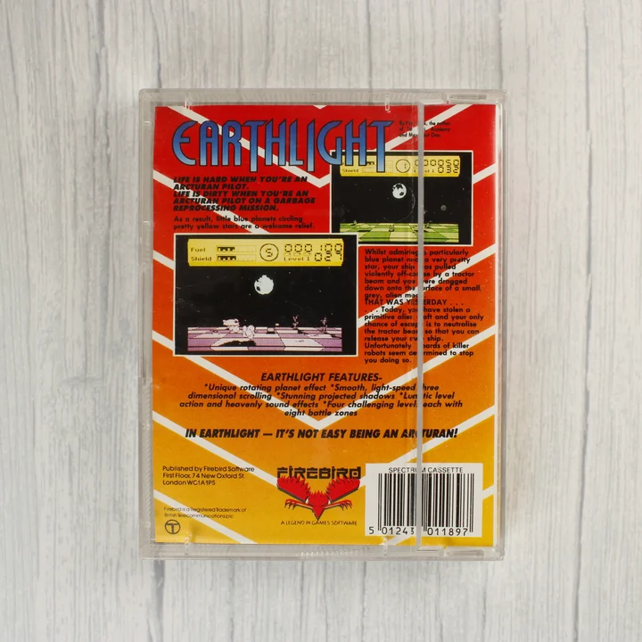 Earthlight ZX Spectrum hátoldal Earthlight videójáték tokjának hátoldala