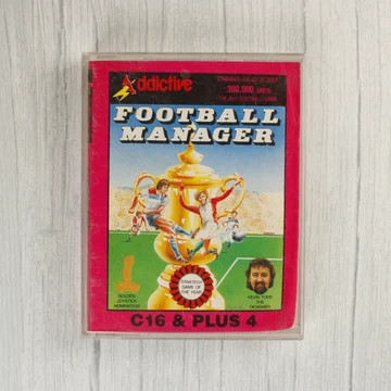 Football Manager videójáték előlapja Commodore 16 platformra