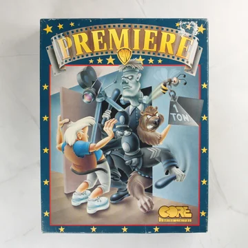 A Premiere videójáték színes, illusztrált kartondoboza elölről.