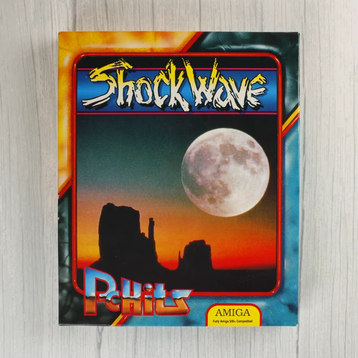 Shockwave Amiga doboz előlap Shockwave Amiga videójáték dobozának előlapja